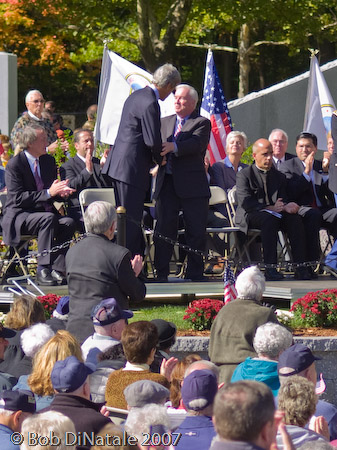 Mayor McGlynn congratulates Senator Kerry on his remarks