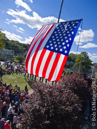 Raising of 45 ft x 90 ft American Flag