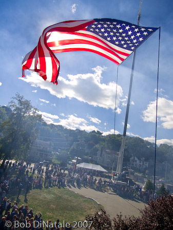 Raising of 45 ft x 90 ft American Flag