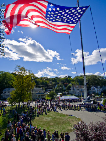 Raising of 45 ft x 90 ft American Flag