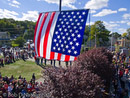 Raising of 45 ft x 90 ft American Flag